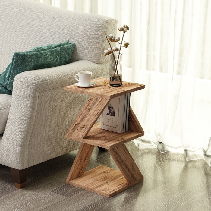 Hanah Home Mesa auxiliar Albeni Atlantic Pine Pino Atlantico Tablero de Partículas Melamina 29.6x54.2x29.6 cm